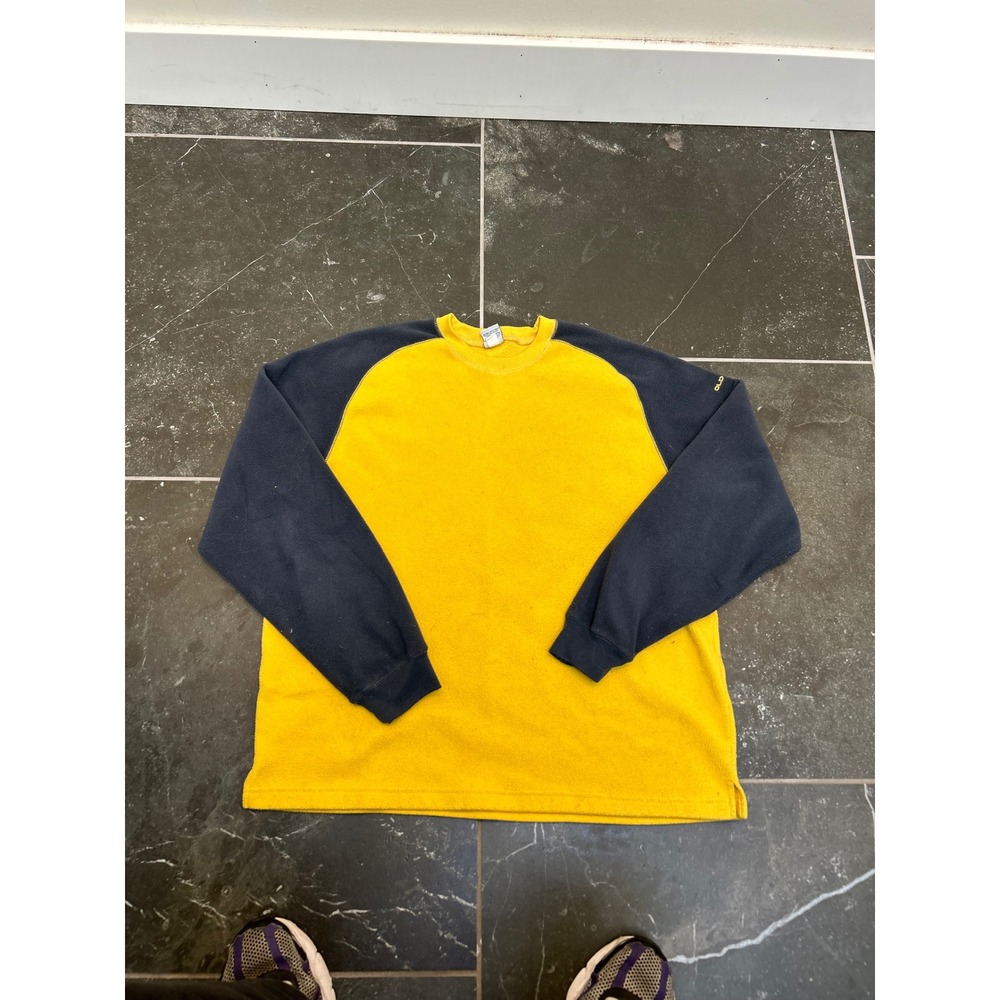 Vintage Old Navy Fleece Sweatshirt Mens Large Yellow Navy Blue Raglan Crewneck
